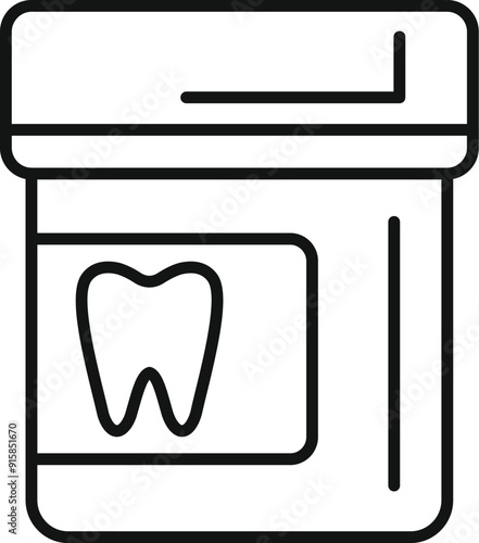 Line drawing of a toothpaste tube, promoting good oral hygiene and dental care