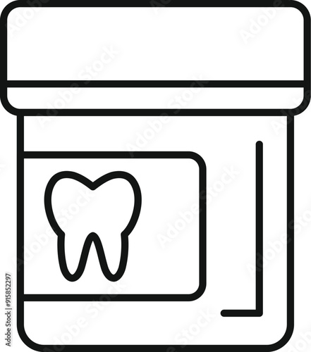 Simple line icon of a tube, likely containing toothpaste or teeth whitening product for oral care
