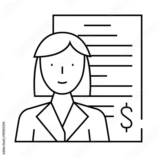 accountant woman job line icon vector. accountant woman job sign. isolated contour symbol black illustration