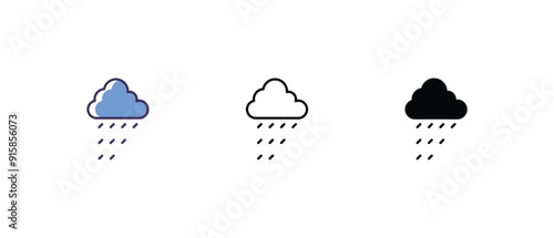 Rain Icons set thin line and glyph vector icon illustration