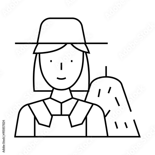 farmer woman job line icon vector. farmer woman job sign. isolated contour symbol black illustration