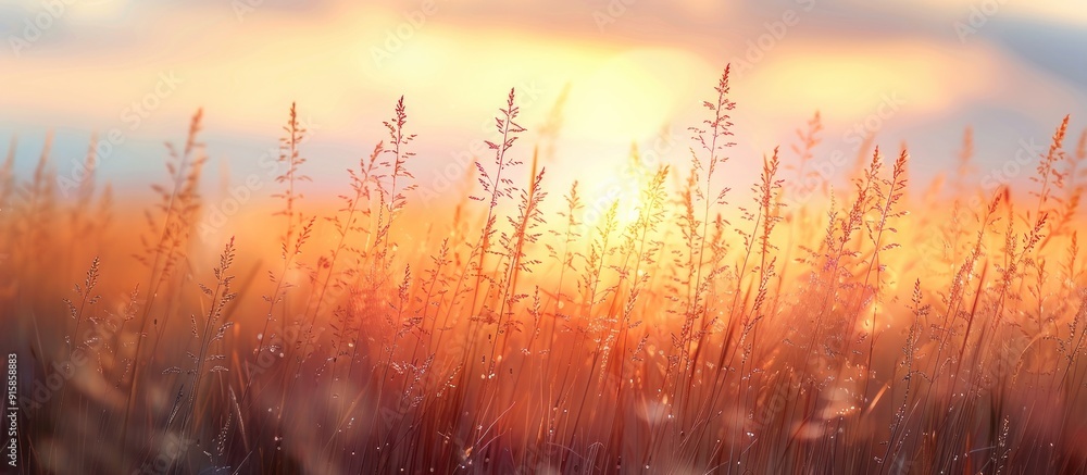 Golden Sunset Over a Field of Grass Golden Sunset Over a Field of Grass