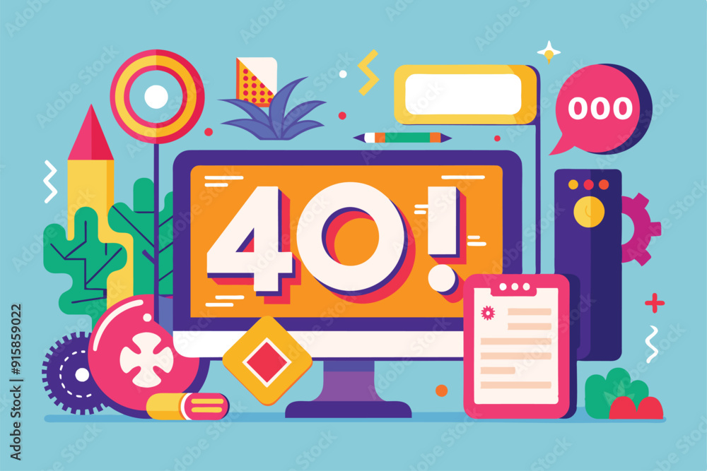 A vibrant setup showcases a monitor surrounded by colorful stationery and design elements, emphasizing a creative workspace atmosphere A vibrant setup showcases a monitor surrounded by colorful stationery and design elements, emphasizing a creative workspace atmosphere