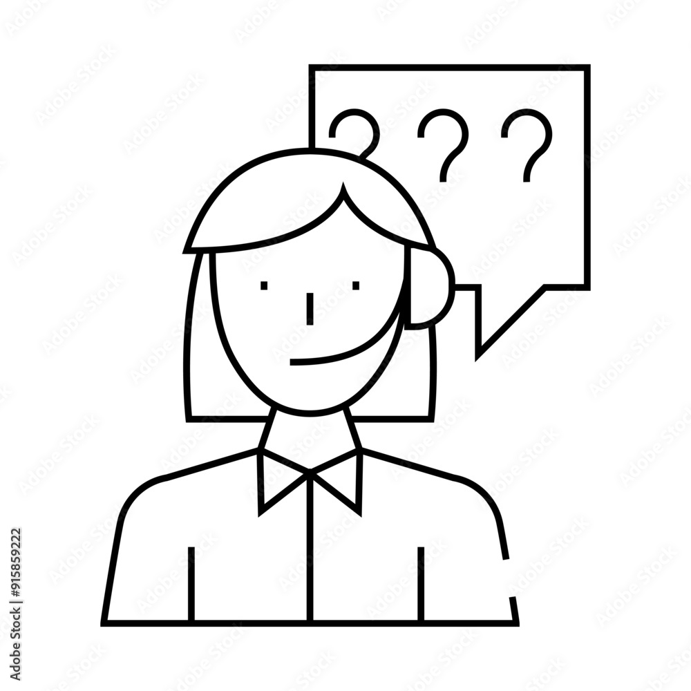 consultant, calling support woman job line icon vector. consultant, calling support woman job sign. isolated contour symbol black illustration consultant, calling support woman job line icon vector. consultant, calling support woman job sign. isolated contour symbol black illustration