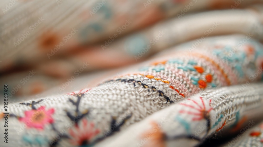 Fototapeta premium Colorful Floral Fabrics Rolled Together in a Textile Display