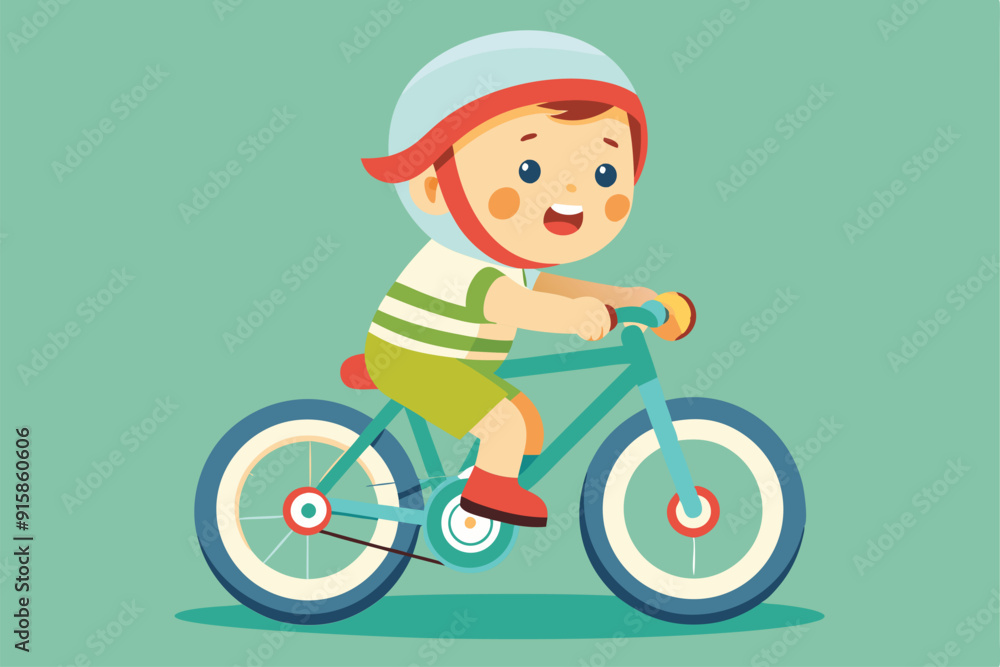 A cheerful baby enjoys riding a colorful bicycle while wearing a helmet, showcasing excitement and joy outdoors in a vibrant setting A cheerful baby enjoys riding a colorful bicycle while wearing a helmet, showcasing excitement and joy outdoors in a vibrant setting