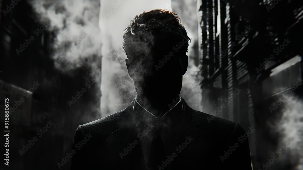 Dark silouhetted male figure Dark silouhetted male figure