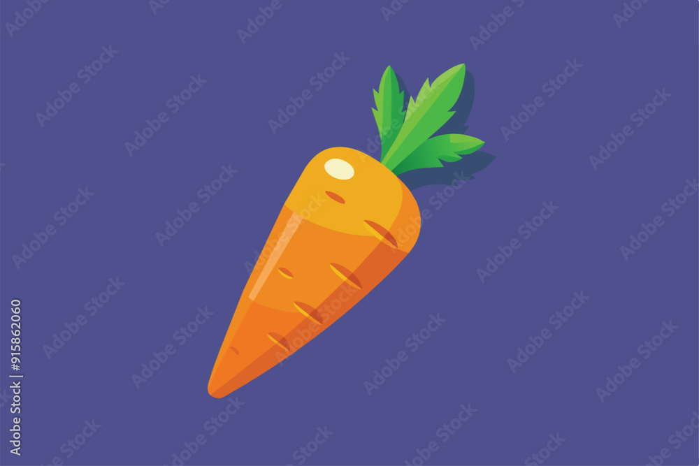 A clean and modern depiction of a carrot with bright green leaves and a vivid background, showcasing its freshness and natural appeal A clean and modern depiction of a carrot with bright green leaves and a vivid background, showcasing its freshness and natural appeal