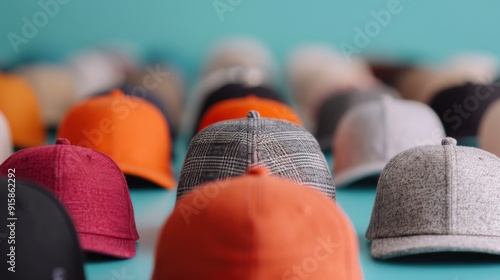 Colorful Variety of Caps Displayed in a Retail Space During Daylight