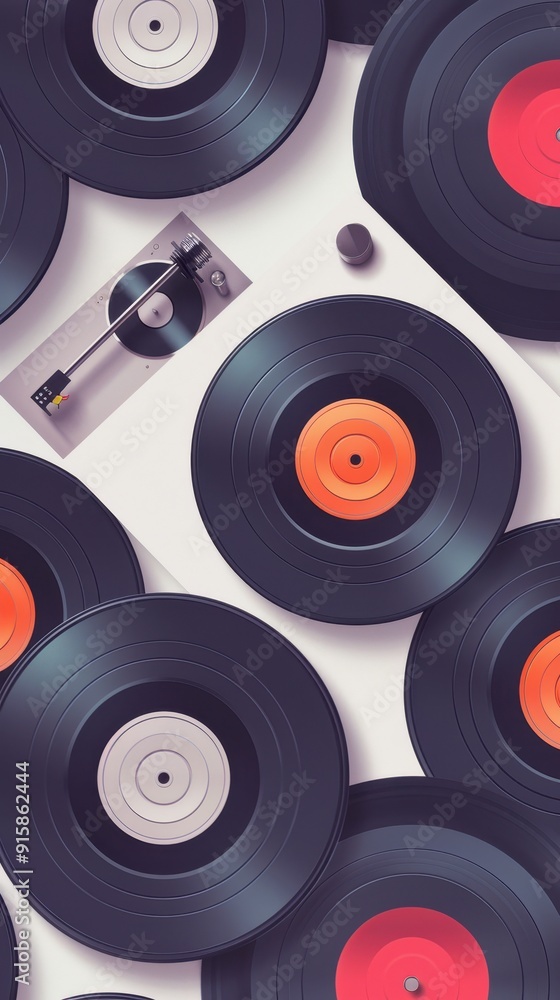 Vinyl records and a turntable create a nostalgic atmosphere for music enthusiasts Vinyl records and a turntable create a nostalgic atmosphere for music enthusiasts
