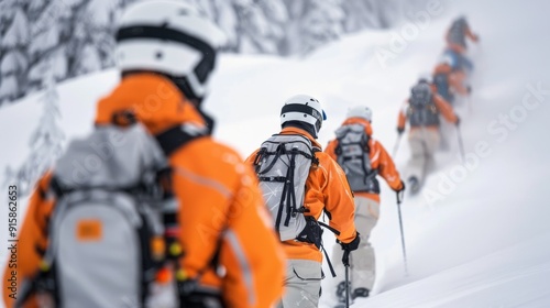 Wallpaper Mural Climbers Trekking Through Snowy Mountains in Winter Conditions Torontodigital.ca