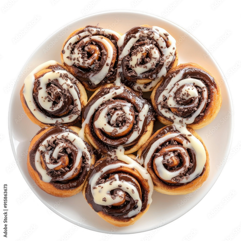 Fototapeta premium Cinnamon Rolls with Chocolate and Icing