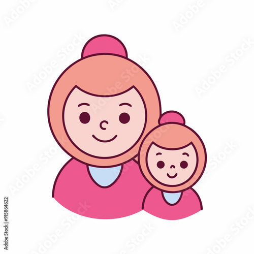 Mom and baby art vector illustration