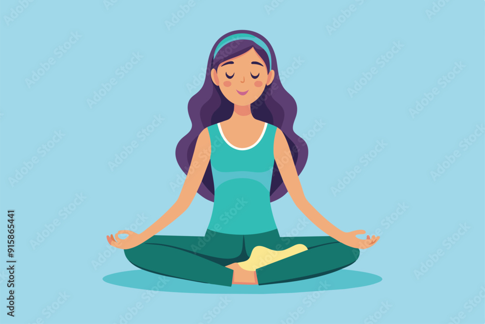 A girl sits on the floor, legs crossed, practicing meditation in a tranquil atmosphere, with a serene expression and relaxed posture A girl sits on the floor, legs crossed, practicing meditation in a tranquil atmosphere, with a serene expression and relaxed posture