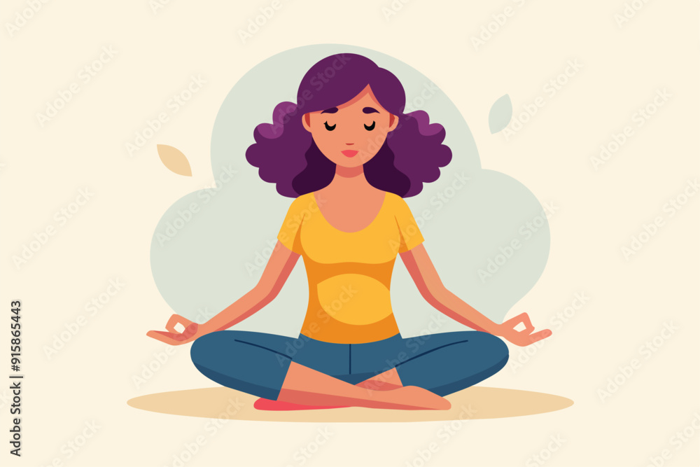 A girl sits on the floor with her legs crossed, practicing meditation while enjoying a serene and peaceful atmosphere A girl sits on the floor with her legs crossed, practicing meditation while enjoying a serene and peaceful atmosphere