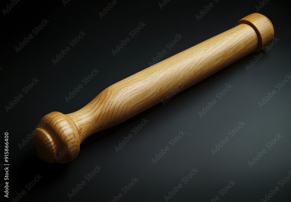 light wooden rolling pin with round edges, lying on its side against a dark background light wooden rolling pin with round edges, lying on its side against a dark background