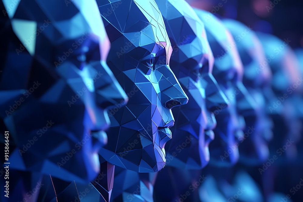 A low-poly style illustration representing cyber security, featuring geometric faces and angular patterns. The design incorporates elements such as padlocks, shields, and digital networks A low-poly style illustration representing cyber security, featuring geometric faces and angular patterns. The design incorporates elements such as padlocks, shields, and digital networks