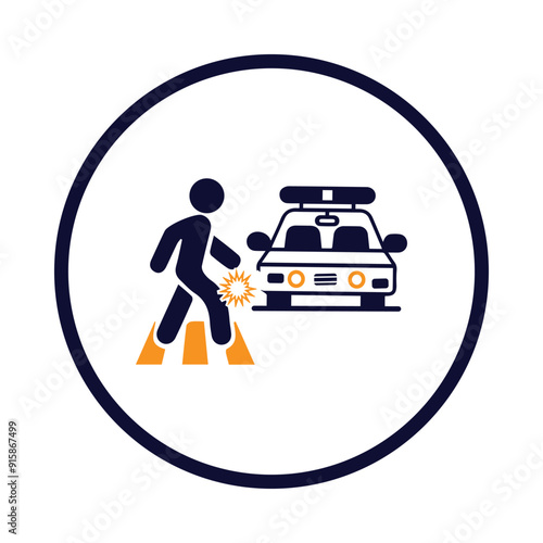 car, accident, man, car knock down a pedestrian icon