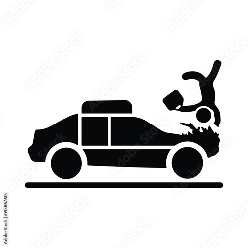 car, accident, man, car knock down a pedestrian icon