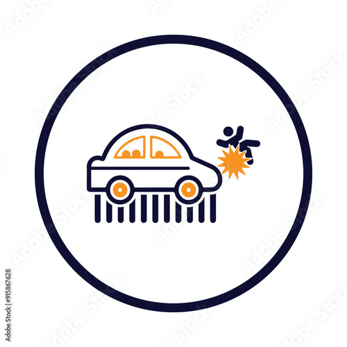 car, accident, man, car knock down a pedestrian icon