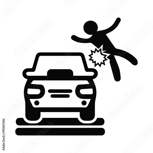 car, accident, man, car knock down a pedestrian icon