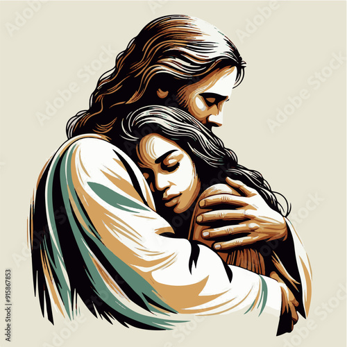Jesus Christ hugging