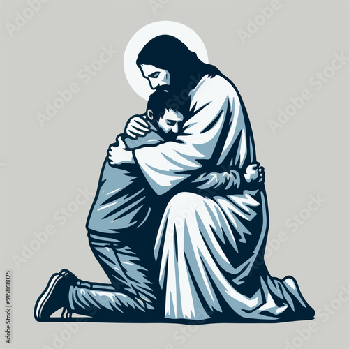 Jesus Christ hugging