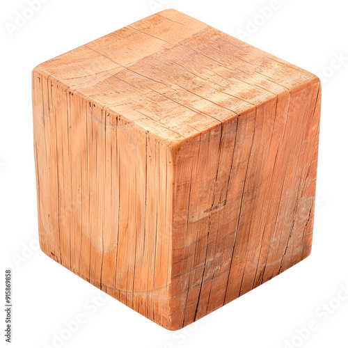 Blank wooden cube for different concept. Isolated on transparent background.