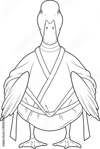 Duck Karate Martial arts Animal Vector Graphic Art Illustration