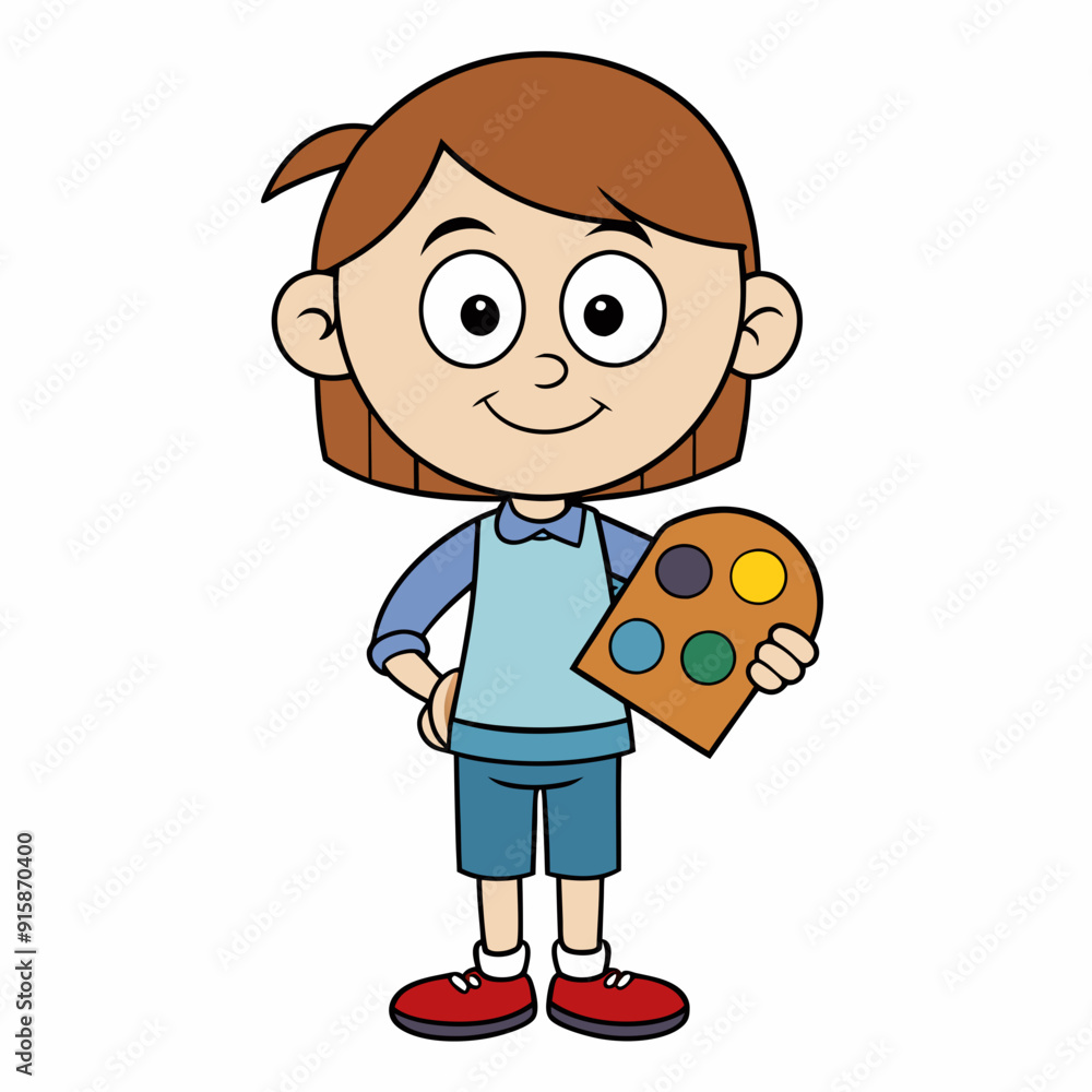 A child with a palette art vector illustration A child with a palette art vector illustration
