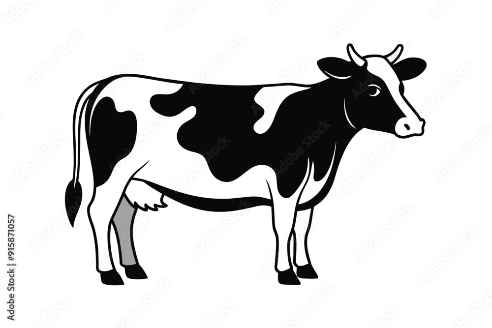 A simple yet elegant depiction of a dairy cow, showcasing its unique markings and calm demeanor in a tranquil agricultural environment A simple yet elegant depiction of a dairy cow, showcasing its unique markings and calm demeanor in a tranquil agricultural environment