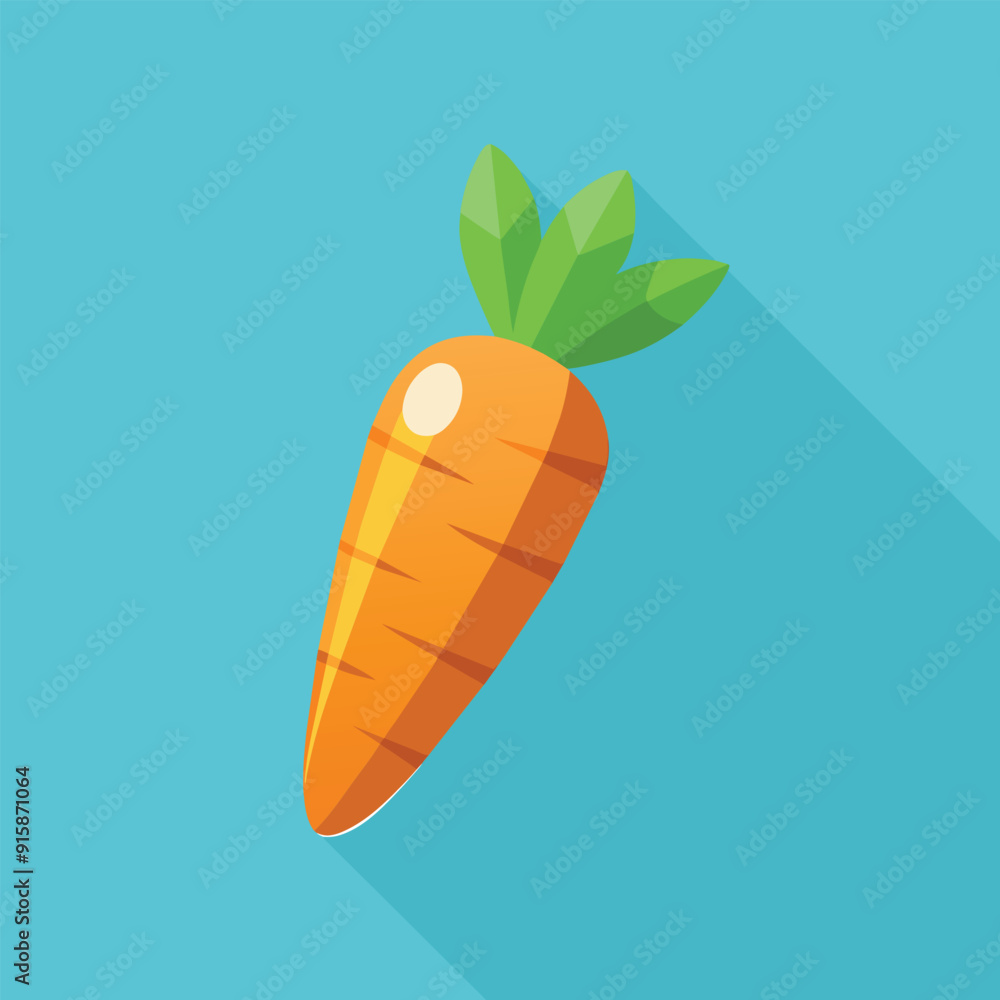 A vibrant carrot with green leaves stands out against a light blue background, showcasing a clean and minimalistic design aesthetic A vibrant carrot with green leaves stands out against a light blue background, showcasing a clean and minimalistic design aesthetic