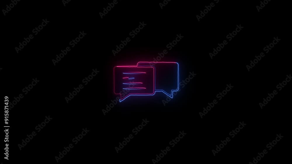 Glowing messages neon icon.Neon chat bubble. Glowing speech bubble on black background. Glowing messages neon icon.Neon chat bubble. Glowing speech bubble on black background.