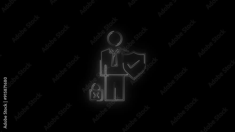 Neon line personal Protection Icon. Flat Design. Business Concept. Isolated Illustration. Neon line personal Protection Icon. Flat Design. Business Concept. Isolated Illustration.