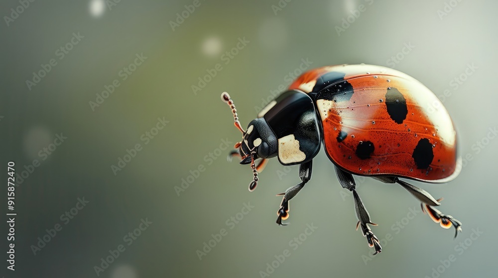 Obraz premium A ladybug flying. Generative AI.