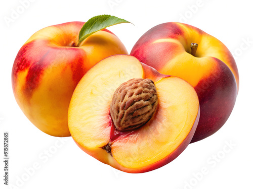 Ripe peach cut on a transparent background