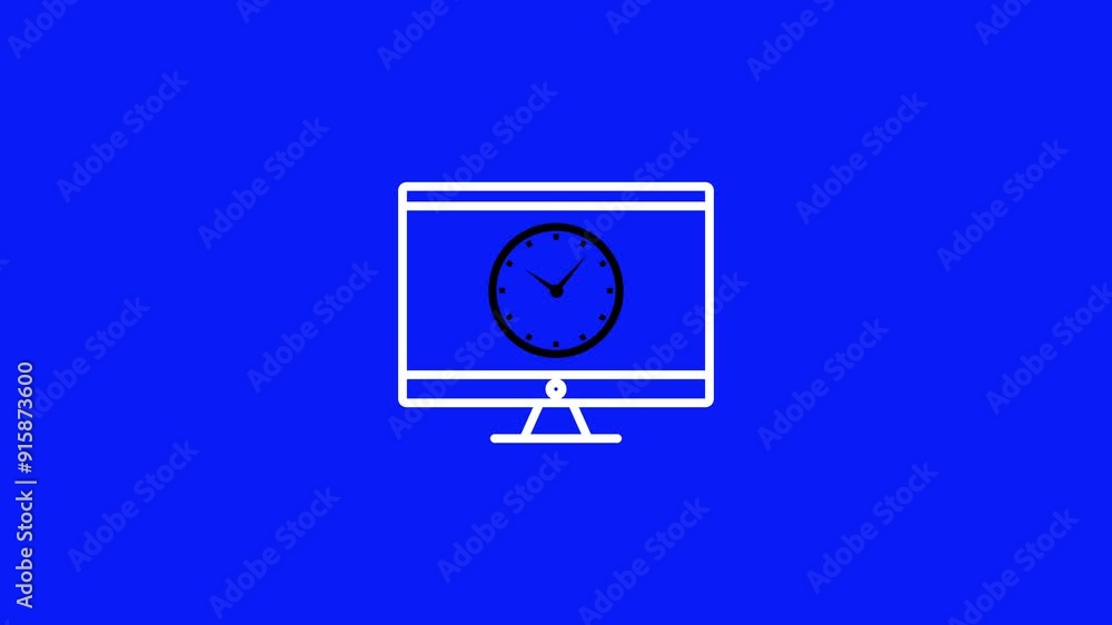 desktop computer device with time clock icon,Update time, doodle icon ...