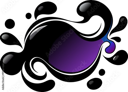 abstract pattern of a spreading colored aqueous liquid in the form of blots on a white background