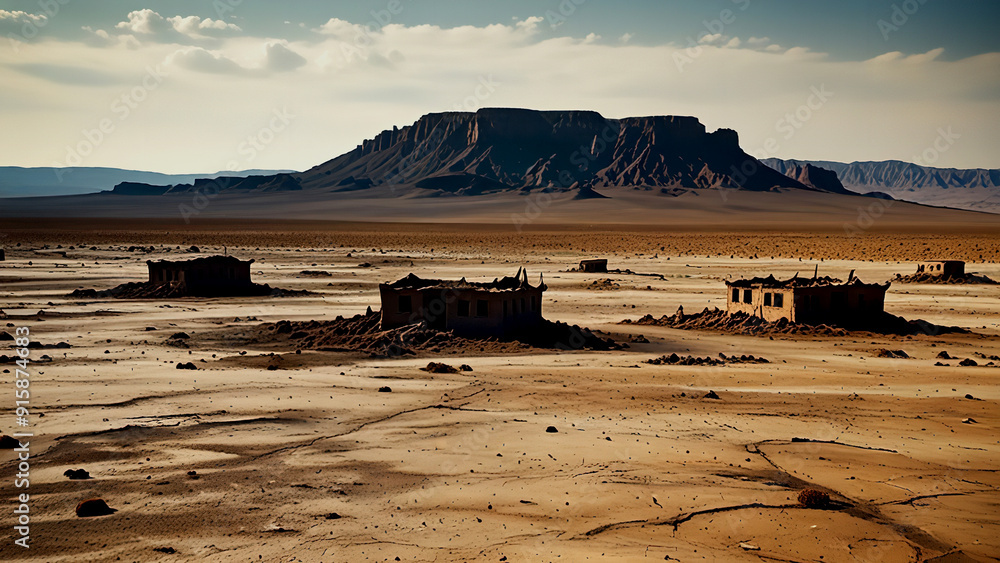 Obraz premium Barren Wasteland: Harsh Survival Landscape
