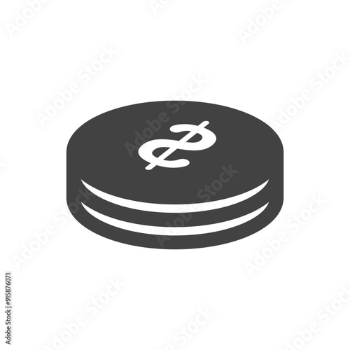 Dollar cents icon single coin, vector penny design element isolate.