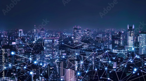 Wallpaper Mural Cityscape with Network Connections Torontodigital.ca