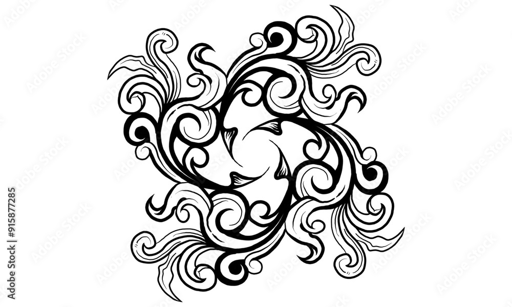 Black and white classic illustration ancient line art unique ornament Black and white classic illustration ancient line art unique ornament