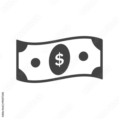 Banknotes cash dollar icons. Money currency bill silhouette. Vector design elements isolate.
