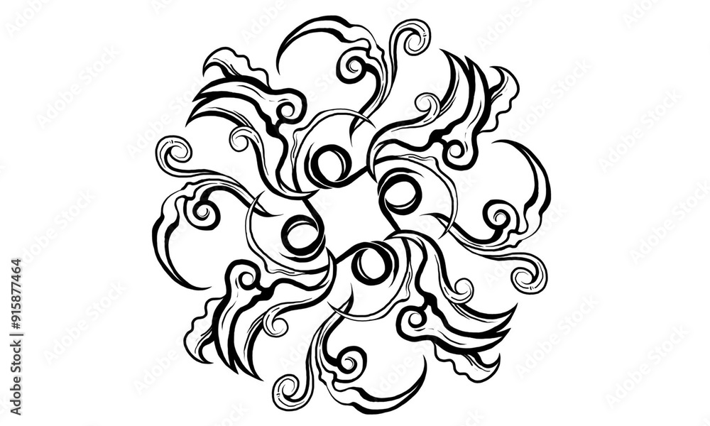 Fototapeta premium Black and white classic illustration ancient line art unique ornament