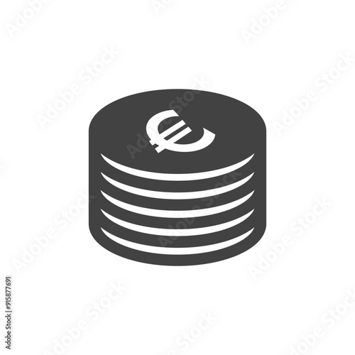 Euro cents icon single coin, vector penny design element isolate...