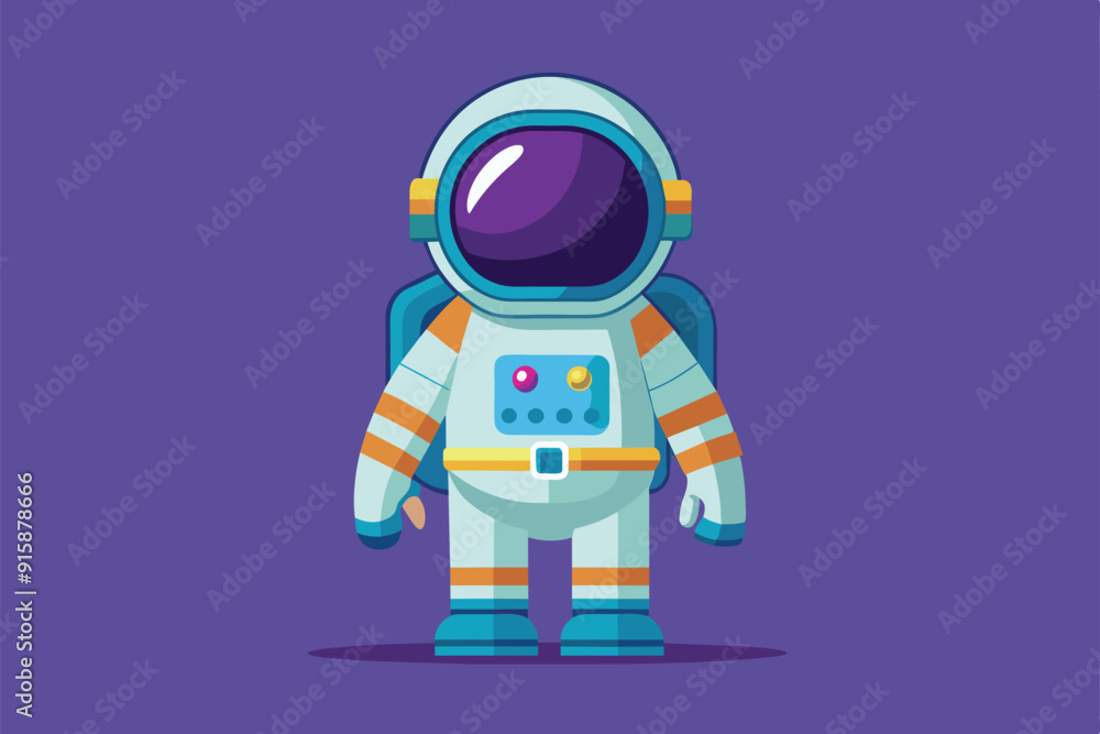 A customizable flat illustration displays an astronaut in a uniquely designed suit against a vibrant purple background A customizable flat illustration displays an astronaut in a uniquely designed suit against a vibrant purple background