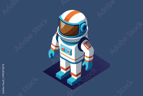 A vibrant isometric illustration of a customizable astronaut suit, showcasing unique design elements ideal for space exploration
