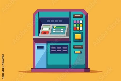 A colorful and modern ATM machine design ready for customization, showcasing user-friendly features and an inviting appearance