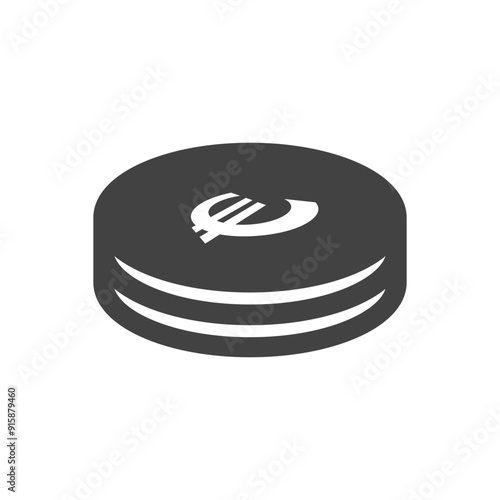 Euro cents icon single coin, vector penny design element isolate...
