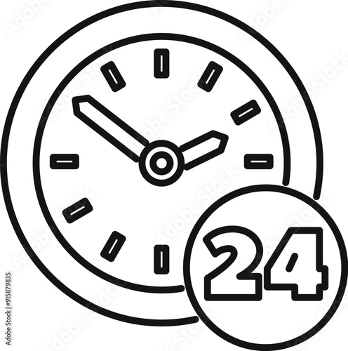 Clock is showing that a service or a shop is available twenty four hours
